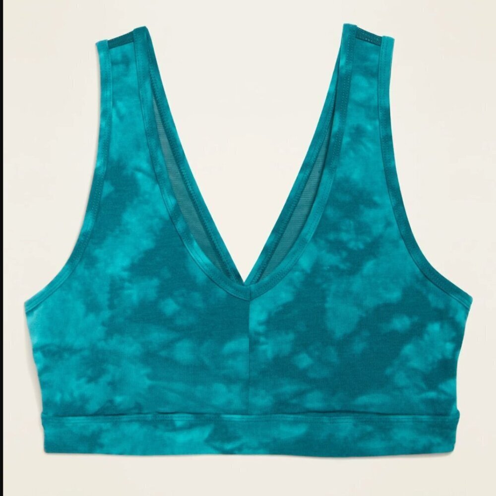 Old Navy Active Mesh-Back Low Support Sports Bra Green Tie Dye‎ XL